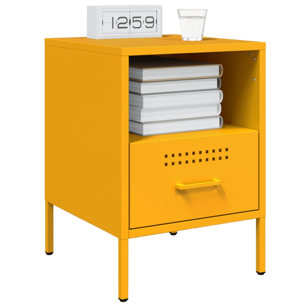 Nachtkastjes 2 st 36x39x50,5 cm staal mosterdgeel is nu te koop bij PeponiXL, paradijselijk wonen!