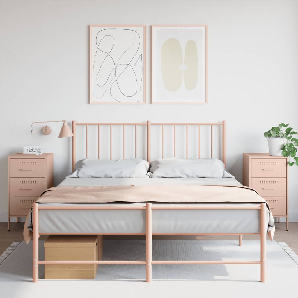 Nachtkastjes 2 st 36x39x68 cm staal roze is nu te koop bij PeponiXL, paradijselijk wonen!