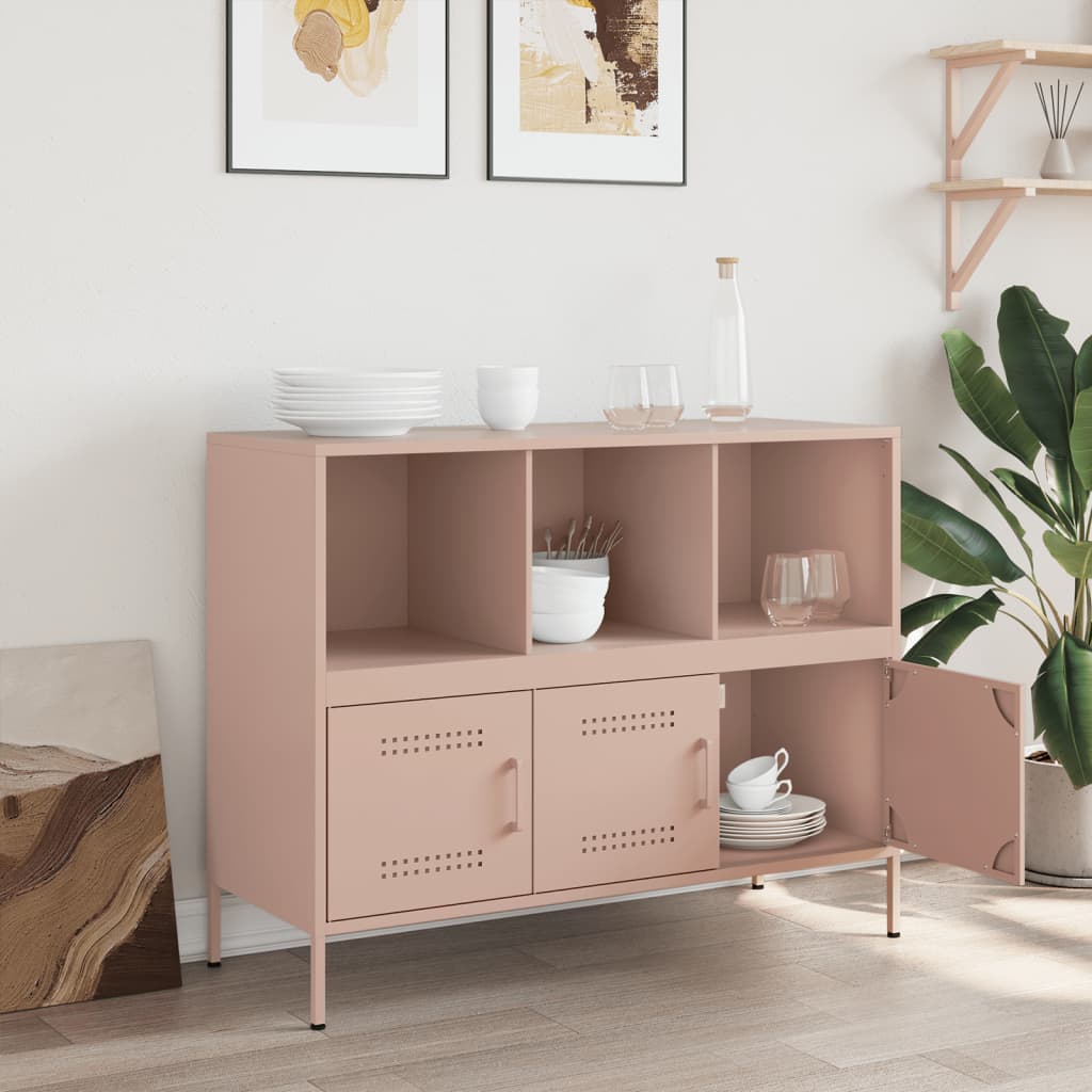 Dressoir 100,5x39x79 cm staal roze is nu te koop bij PeponiXL, paradijselijk wonen!