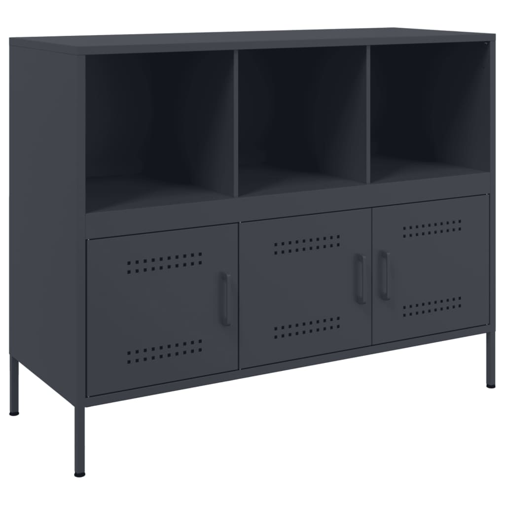 Dressoir 100,5x39x79 cm staal antracietkleurig is nu te koop bij PeponiXL, paradijselijk wonen!