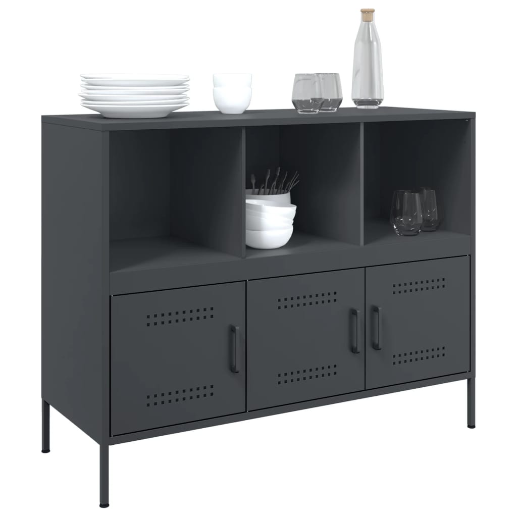 Dressoir 100,5x39x79 cm staal antracietkleurig is nu te koop bij PeponiXL, paradijselijk wonen!