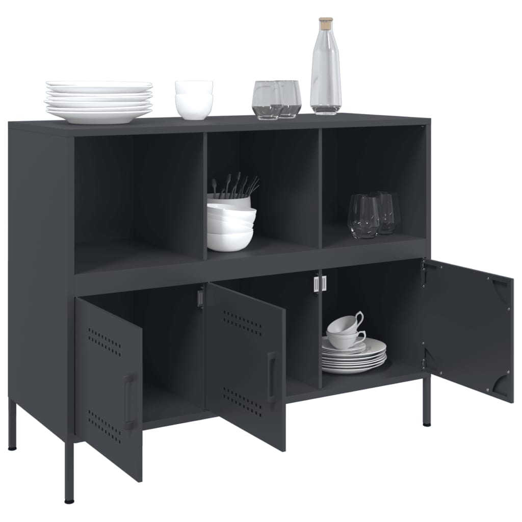 Dressoir 100,5x39x79 cm staal antracietkleurig is nu te koop bij PeponiXL, paradijselijk wonen!