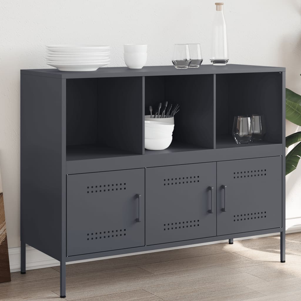 Dressoir 100,5x39x79 cm staal antracietkleurig is nu te koop bij PeponiXL, paradijselijk wonen!