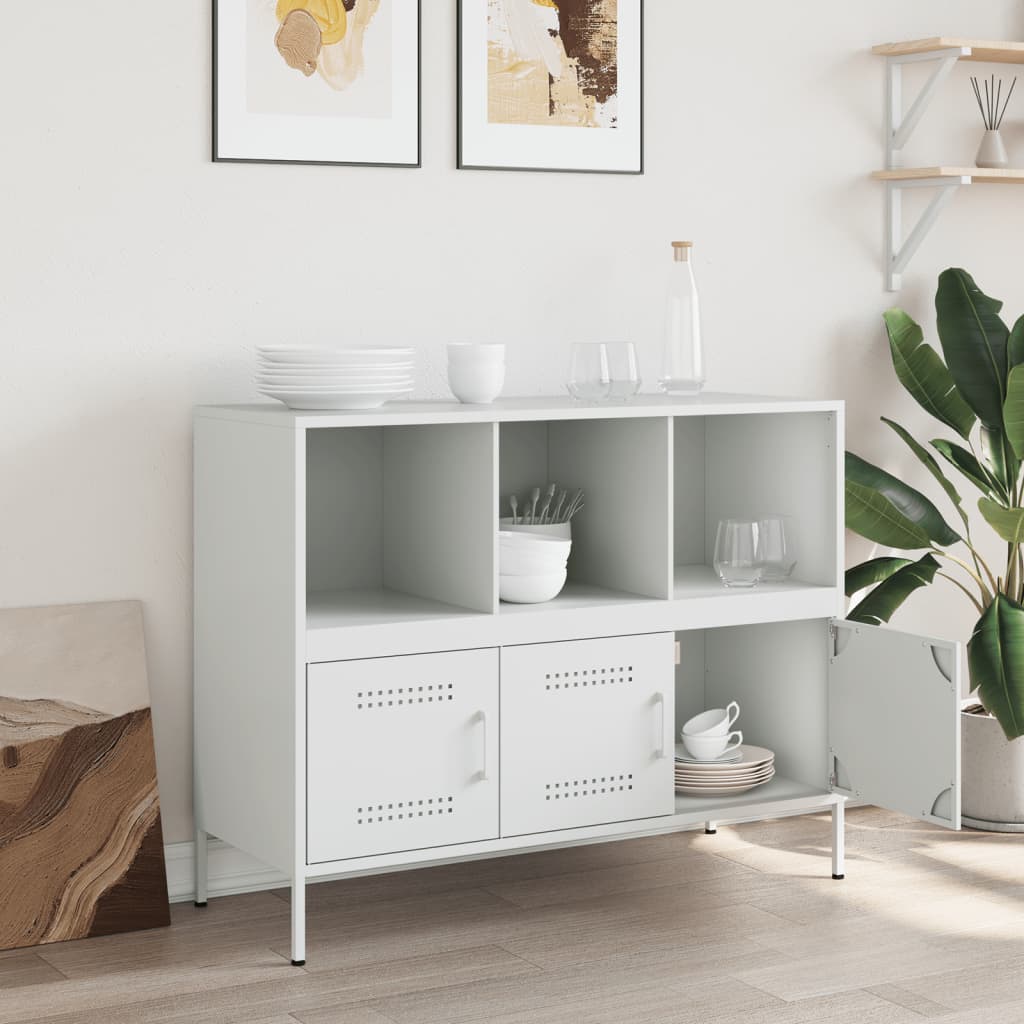 Dressoir 100,5x39x79 cm staal wit is nu te koop bij PeponiXL, paradijselijk wonen!