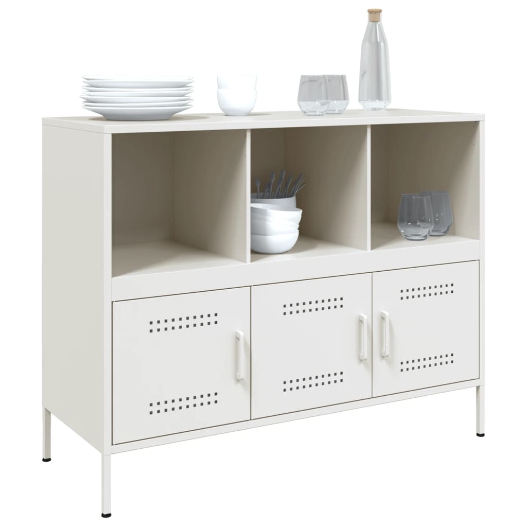 Dressoir 100,5x39x79 cm staal wit is nu te koop bij PeponiXL, paradijselijk wonen!