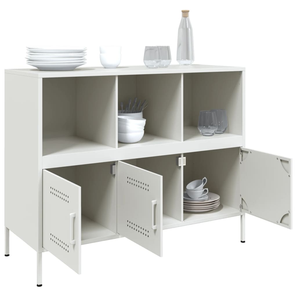 Dressoir 100,5x39x79 cm staal wit is nu te koop bij PeponiXL, paradijselijk wonen!