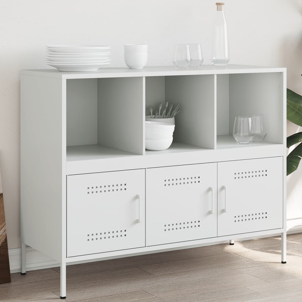 Dressoir 100,5x39x79 cm staal wit is nu te koop bij PeponiXL, paradijselijk wonen!