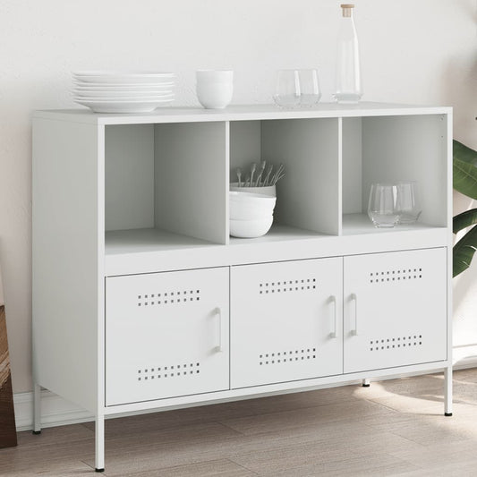 Dressoir 100,5x39x79 cm staal wit is nu te koop bij PeponiXL, paradijselijk wonen!