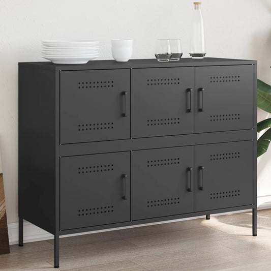 Dressoir 100,5x39x79 cm staal zwart is nu te koop bij PeponiXL, paradijselijk wonen!