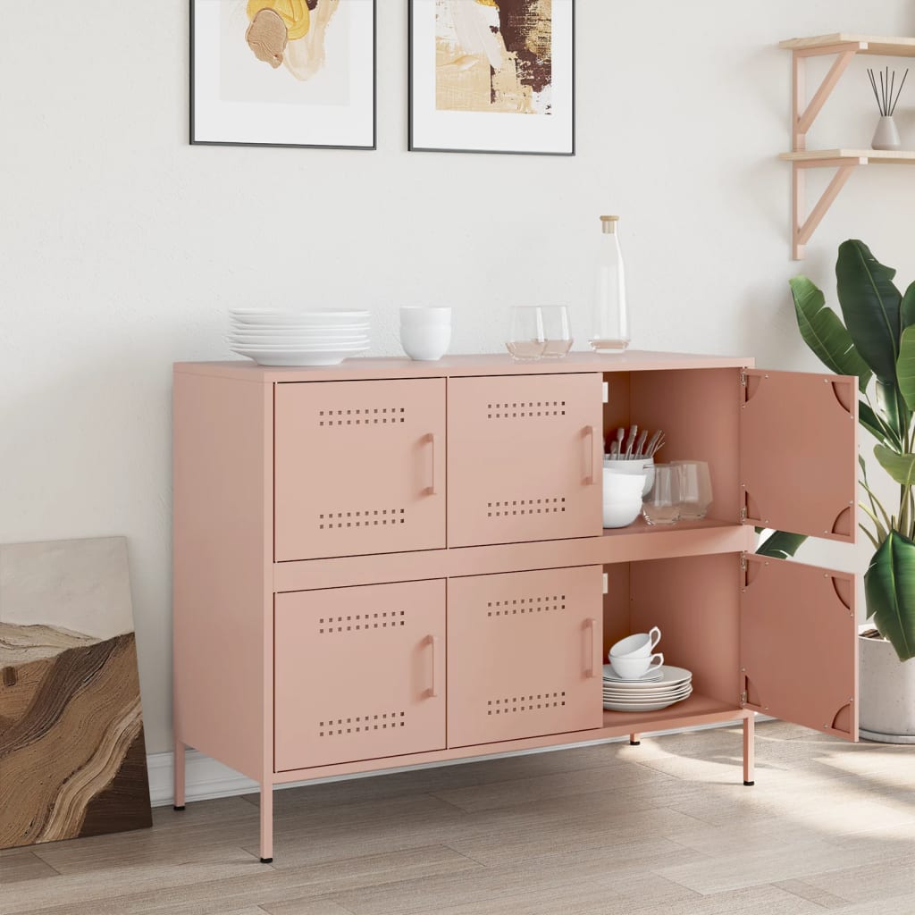 Dressoir 100,5x39x79 cm staal roze is nu te koop bij PeponiXL, paradijselijk wonen!