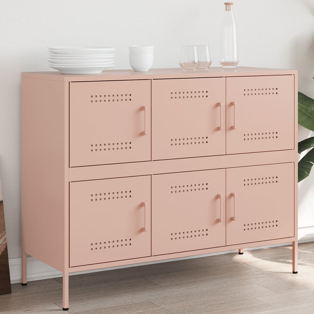 Dressoir 100,5x39x79 cm staal roze is nu te koop bij PeponiXL, paradijselijk wonen!