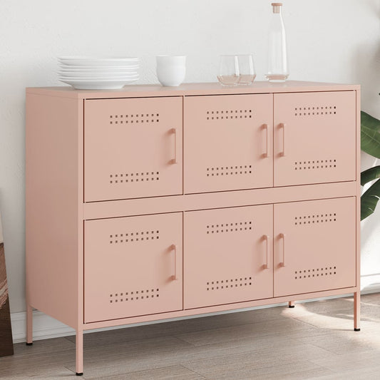 Dressoir 100,5x39x79 cm staal roze is nu te koop bij PeponiXL, paradijselijk wonen!