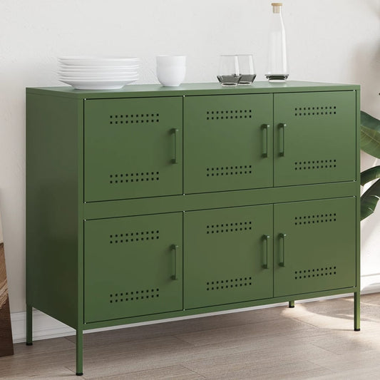 Dressoir 100,5x39x79 cm staal olijfgroen is nu te koop bij PeponiXL, paradijselijk wonen!