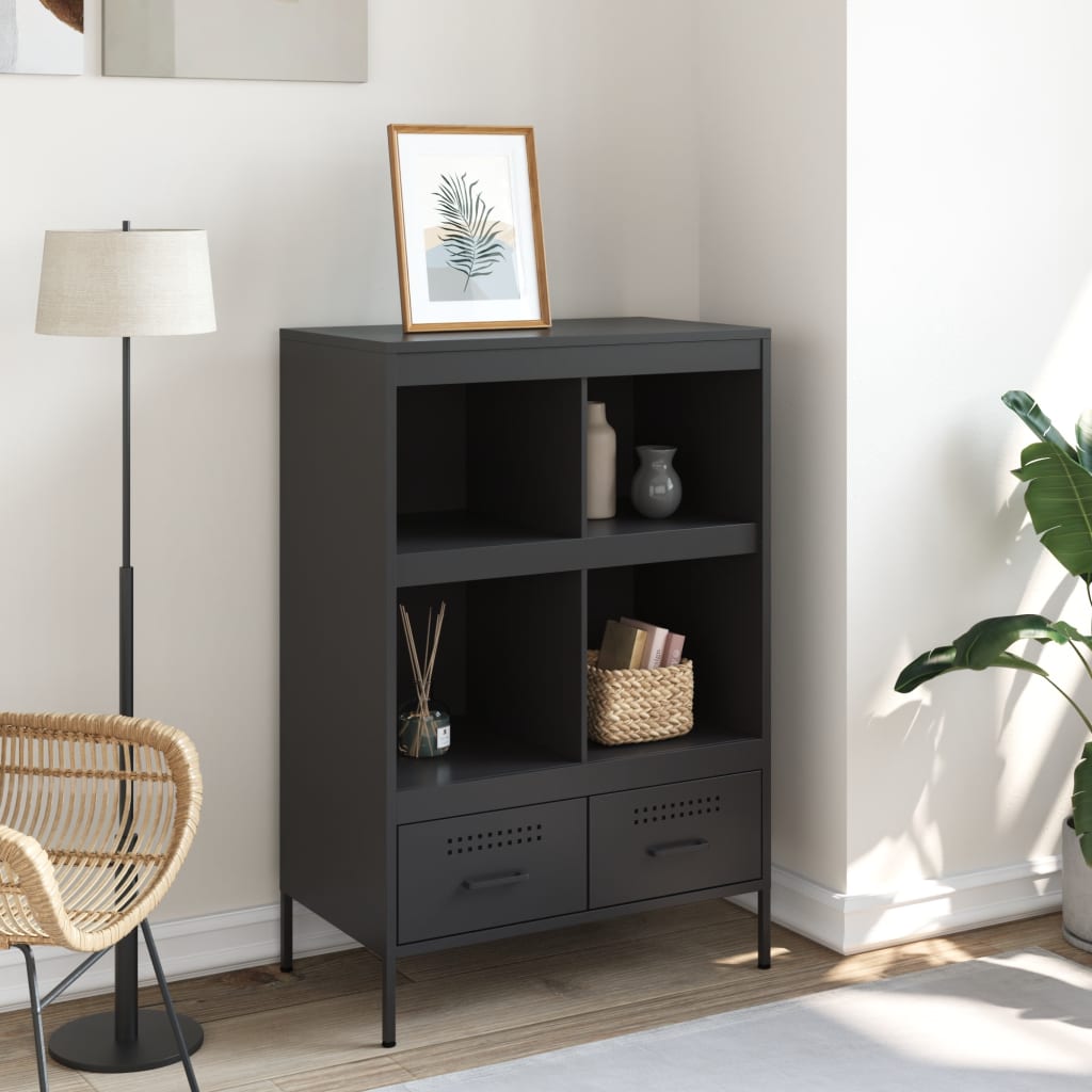 Hoge kast 68x39x101,5 cm staal zwart is nu te koop bij PeponiXL, paradijselijk wonen!