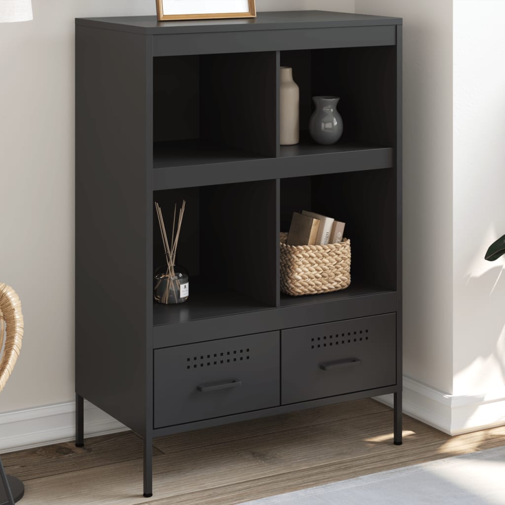 Hoge kast 68x39x101,5 cm staal zwart is nu te koop bij PeponiXL, paradijselijk wonen!