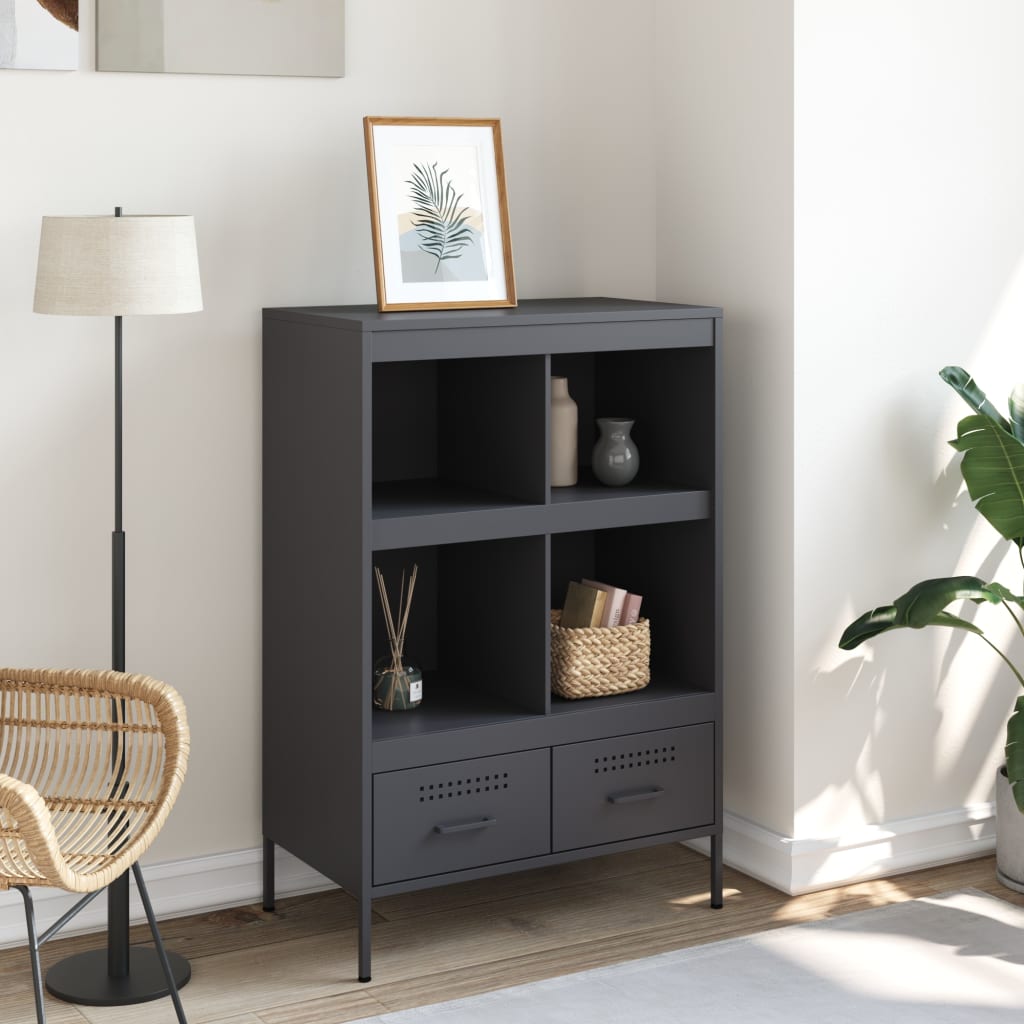 Hoge kast 68x39x101,5 cm staal antracietkleurig is nu te koop bij PeponiXL, paradijselijk wonen!
