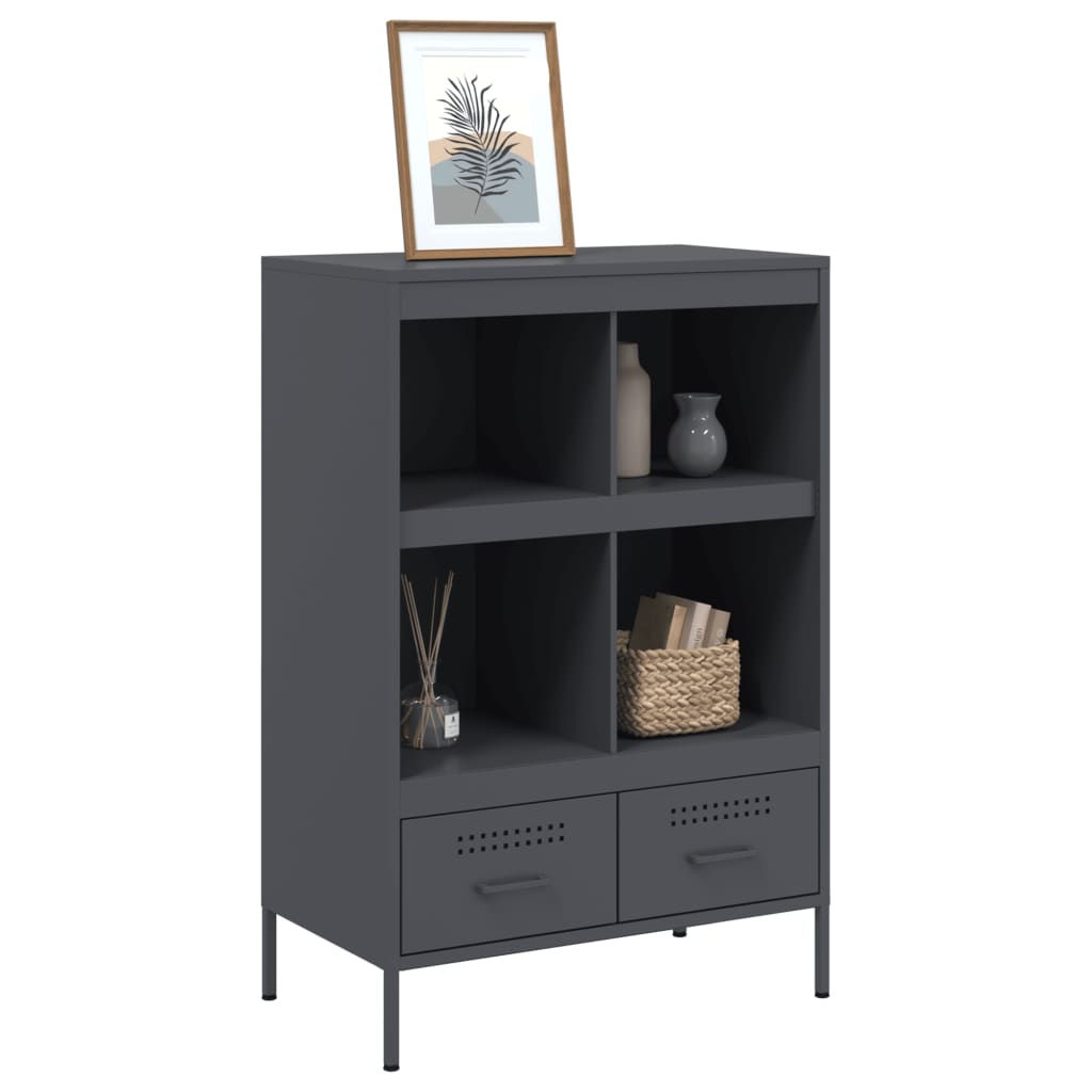 Hoge kast 68x39x101,5 cm staal antracietkleurig is nu te koop bij PeponiXL, paradijselijk wonen!