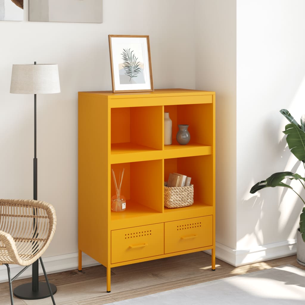 Hoge kast 68x39x101,5 cm staal mosterdgeel is nu te koop bij PeponiXL, paradijselijk wonen!