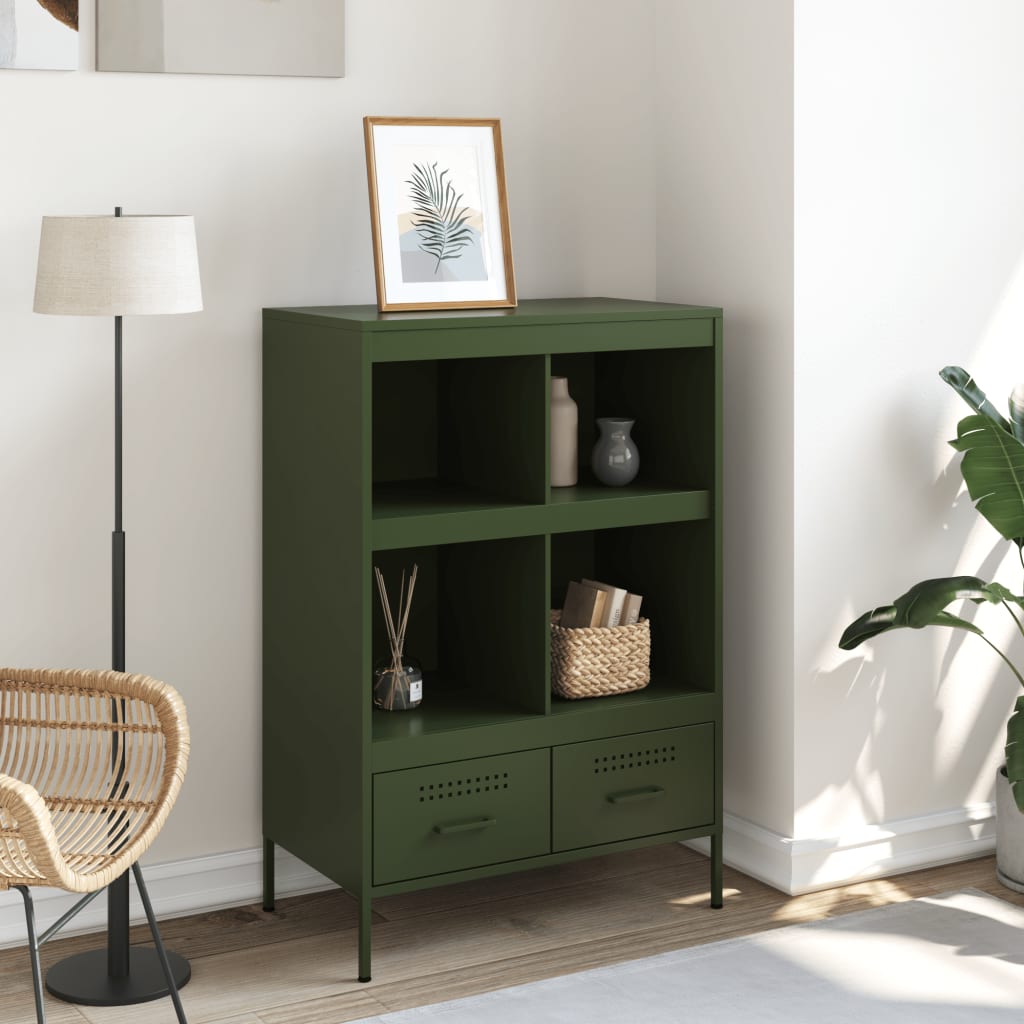 Hoge kast 68x39x101,5 cm staal olijfgroen is nu te koop bij PeponiXL, paradijselijk wonen!