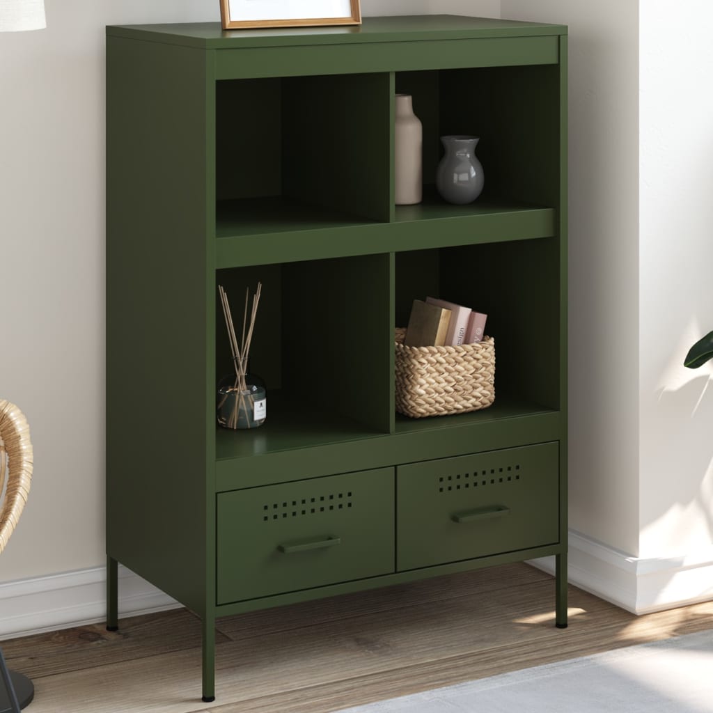 Hoge kast 68x39x101,5 cm staal olijfgroen is nu te koop bij PeponiXL, paradijselijk wonen!