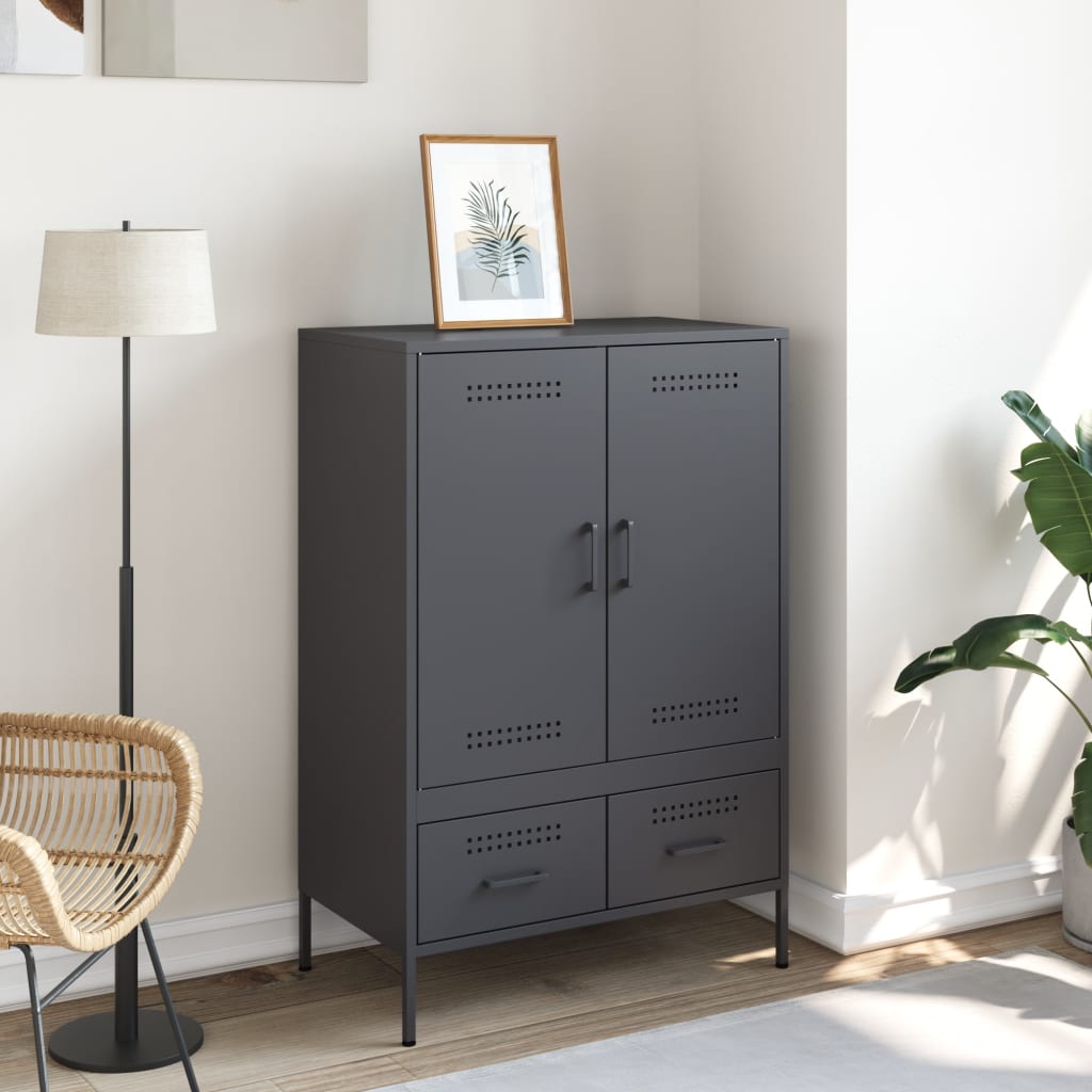 Hoge kast 68x39x101,5 cm staal antracietkleurig is nu te koop bij PeponiXL, paradijselijk wonen!