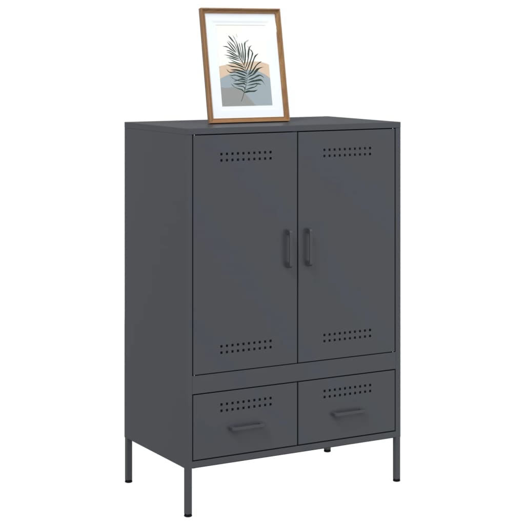 Hoge kast 68x39x101,5 cm staal antracietkleurig is nu te koop bij PeponiXL, paradijselijk wonen!