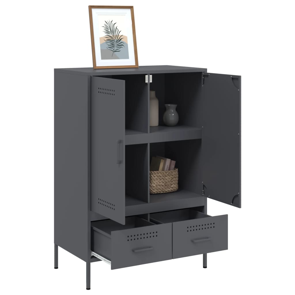 Hoge kast 68x39x101,5 cm staal antracietkleurig is nu te koop bij PeponiXL, paradijselijk wonen!