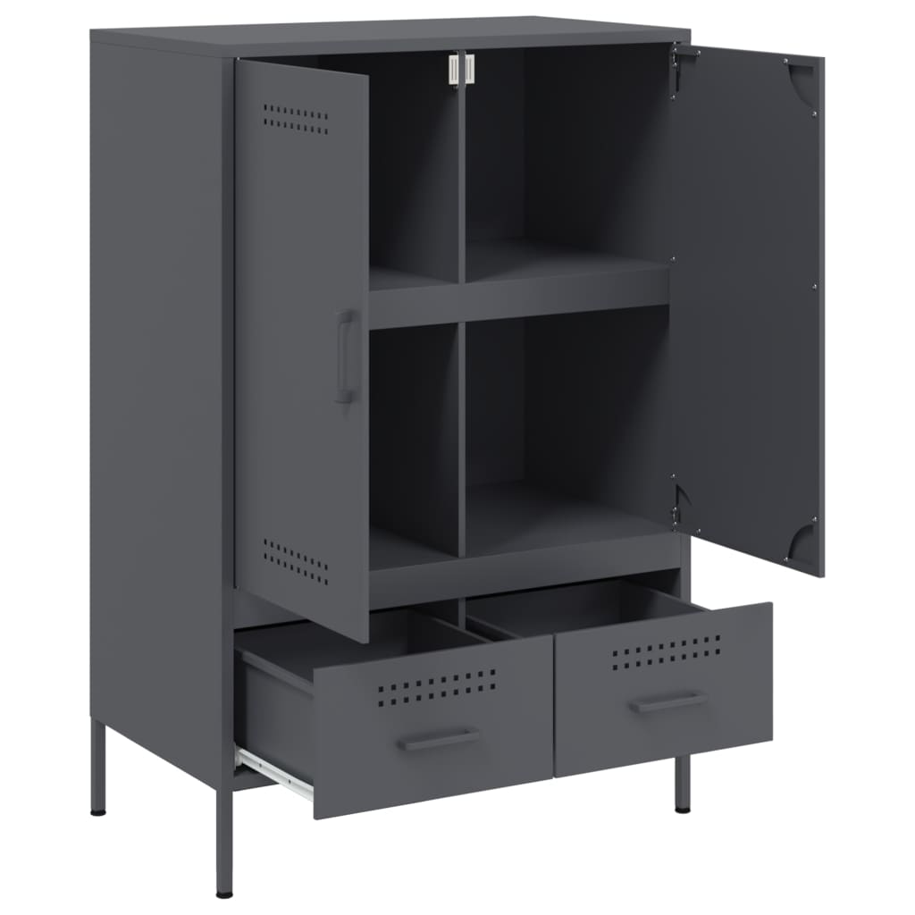 Hoge kast 68x39x101,5 cm staal antracietkleurig is nu te koop bij PeponiXL, paradijselijk wonen!