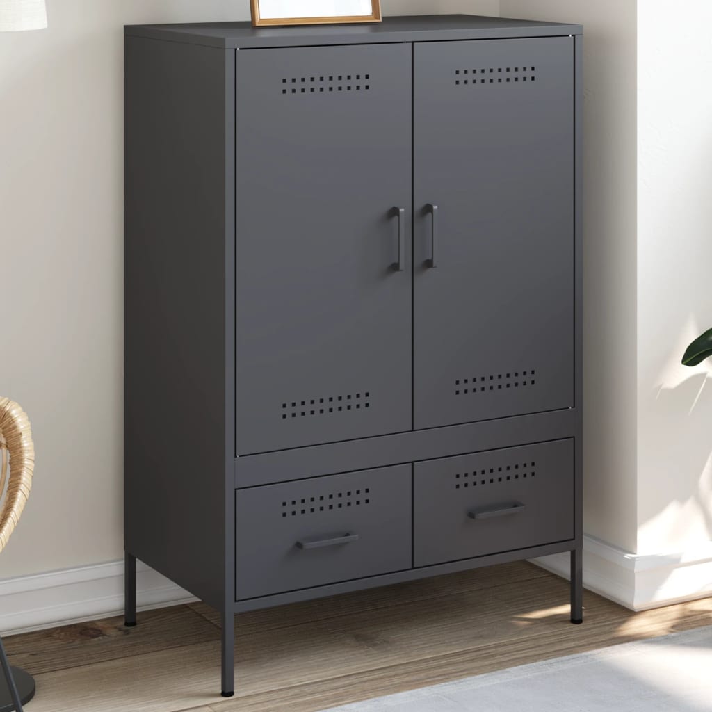 Hoge kast 68x39x101,5 cm staal antracietkleurig is nu te koop bij PeponiXL, paradijselijk wonen!