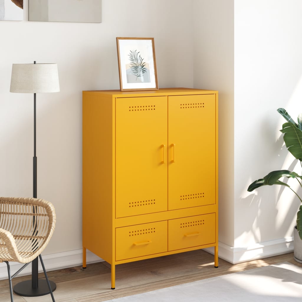Hoge kast 68x39x101,5 cm staal mosterdgeel is nu te koop bij PeponiXL, paradijselijk wonen!
