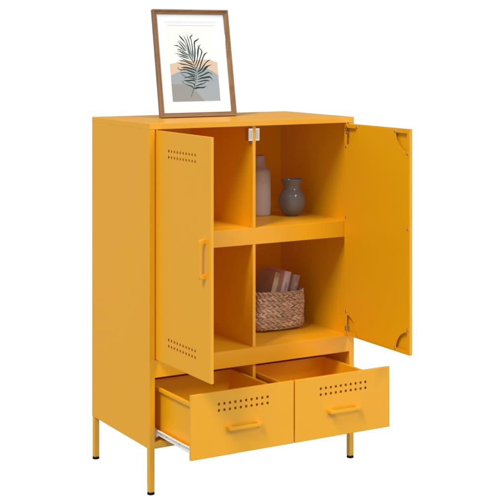 Hoge kast 68x39x101,5 cm staal mosterdgeel is nu te koop bij PeponiXL, paradijselijk wonen!