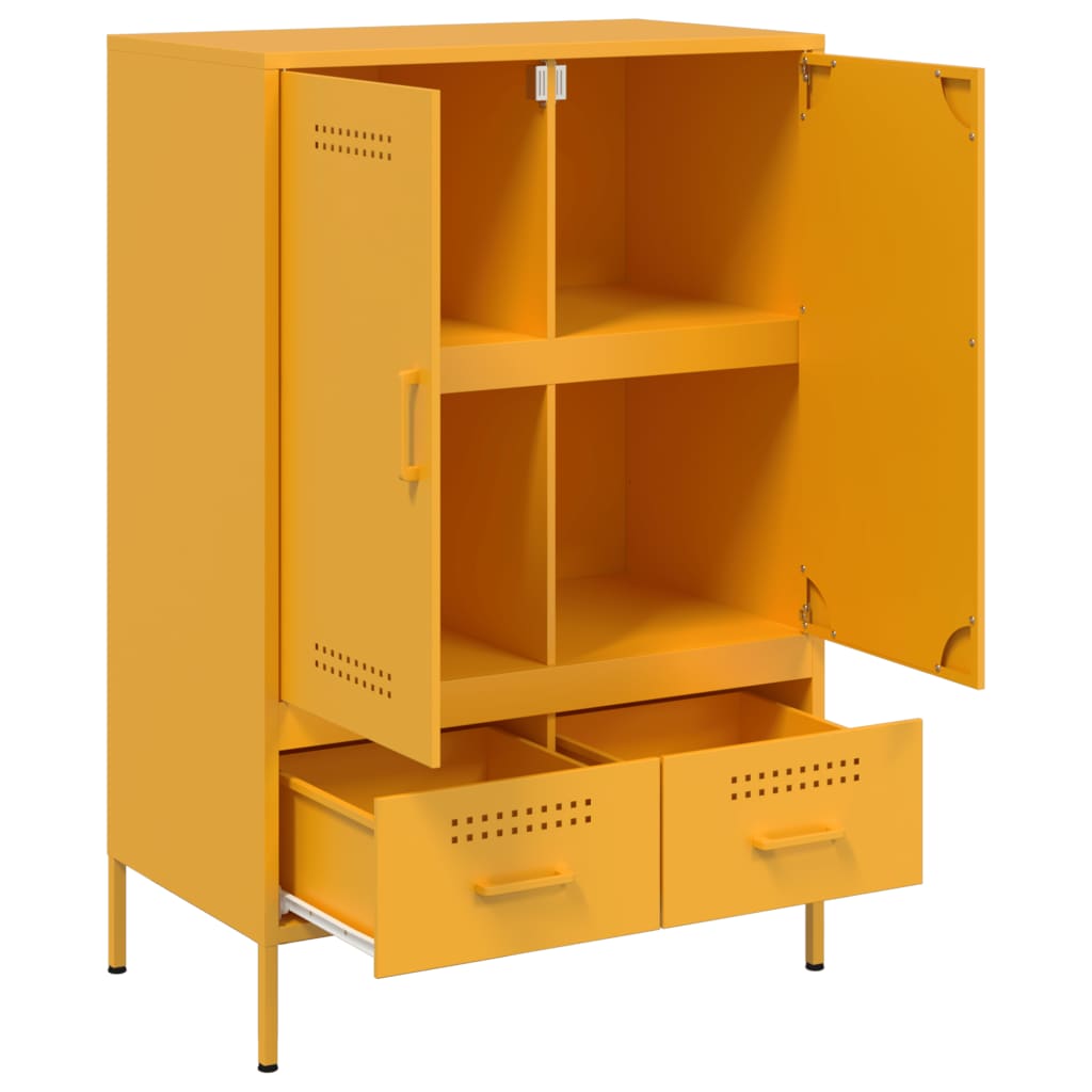 Hoge kast 68x39x101,5 cm staal mosterdgeel is nu te koop bij PeponiXL, paradijselijk wonen!