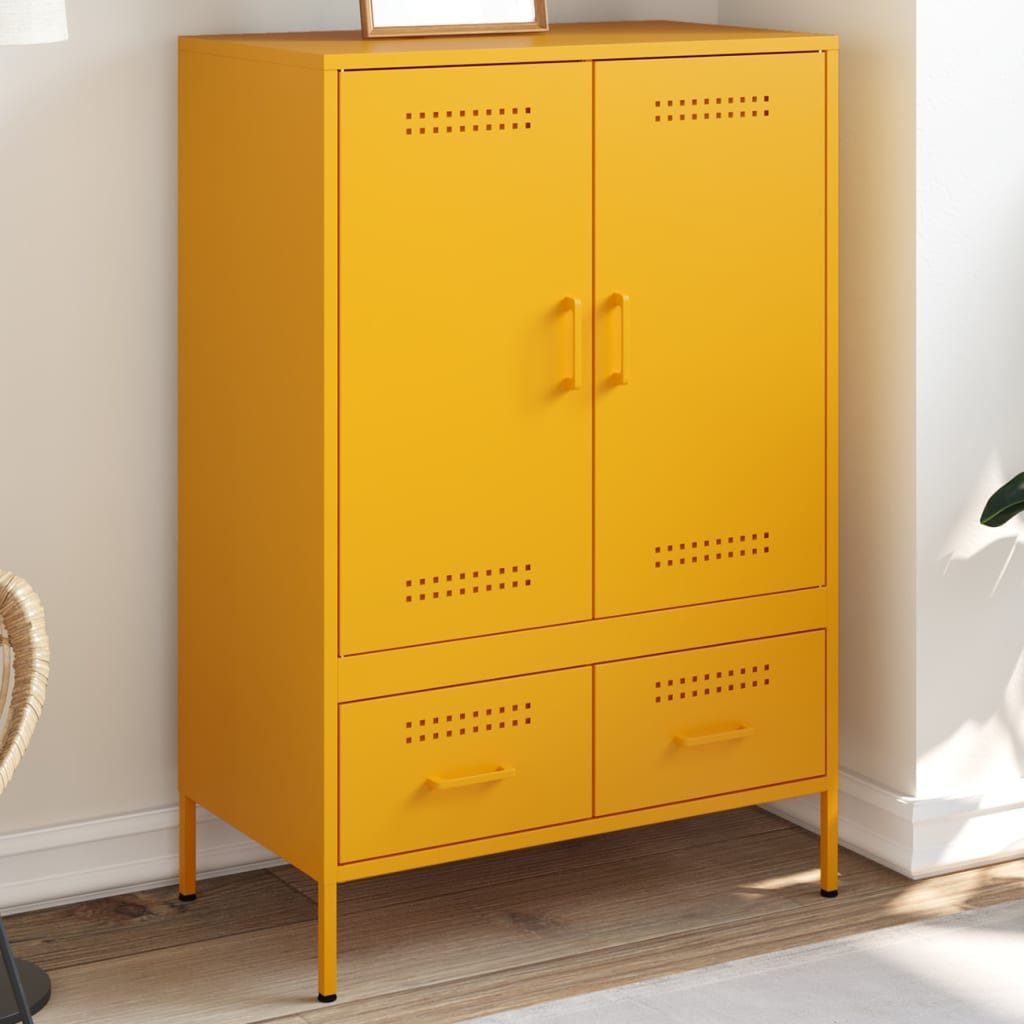 Hoge kast 68x39x101,5 cm staal mosterdgeel is nu te koop bij PeponiXL, paradijselijk wonen!
