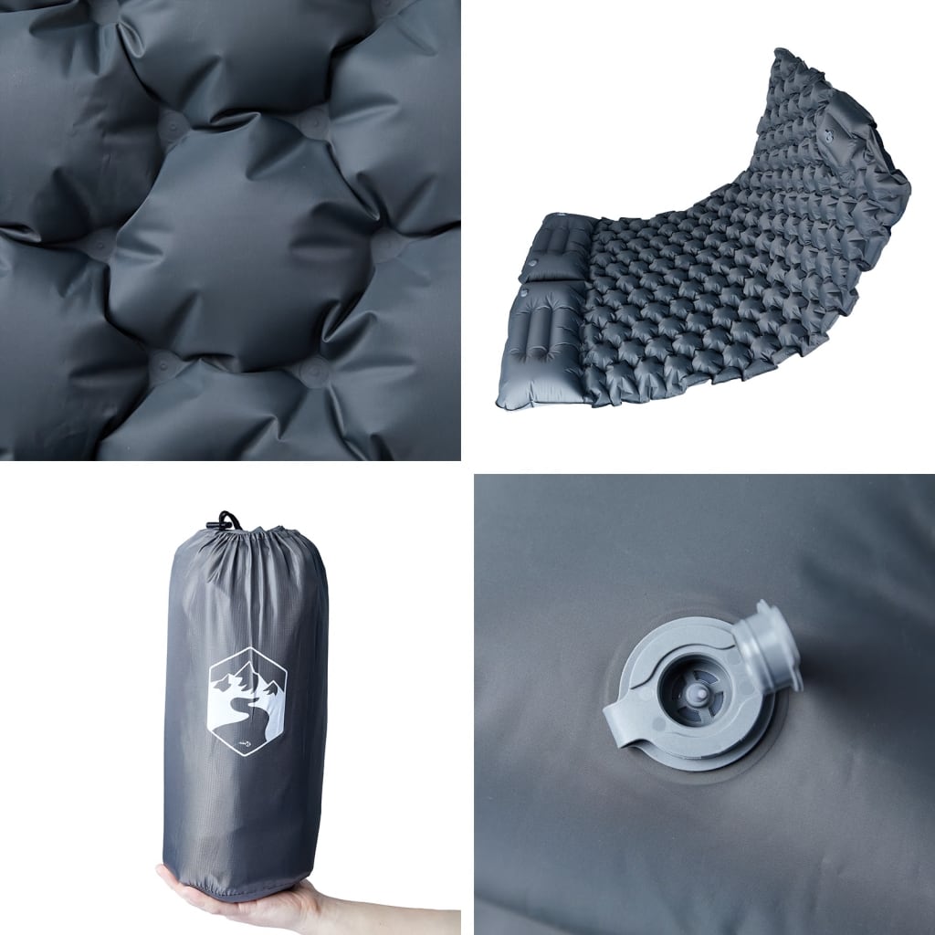 Kampeermatras met kussens zelfopblazend 2-persoons grijs is nu te koop bij PeponiXL, paradijselijk wonen!