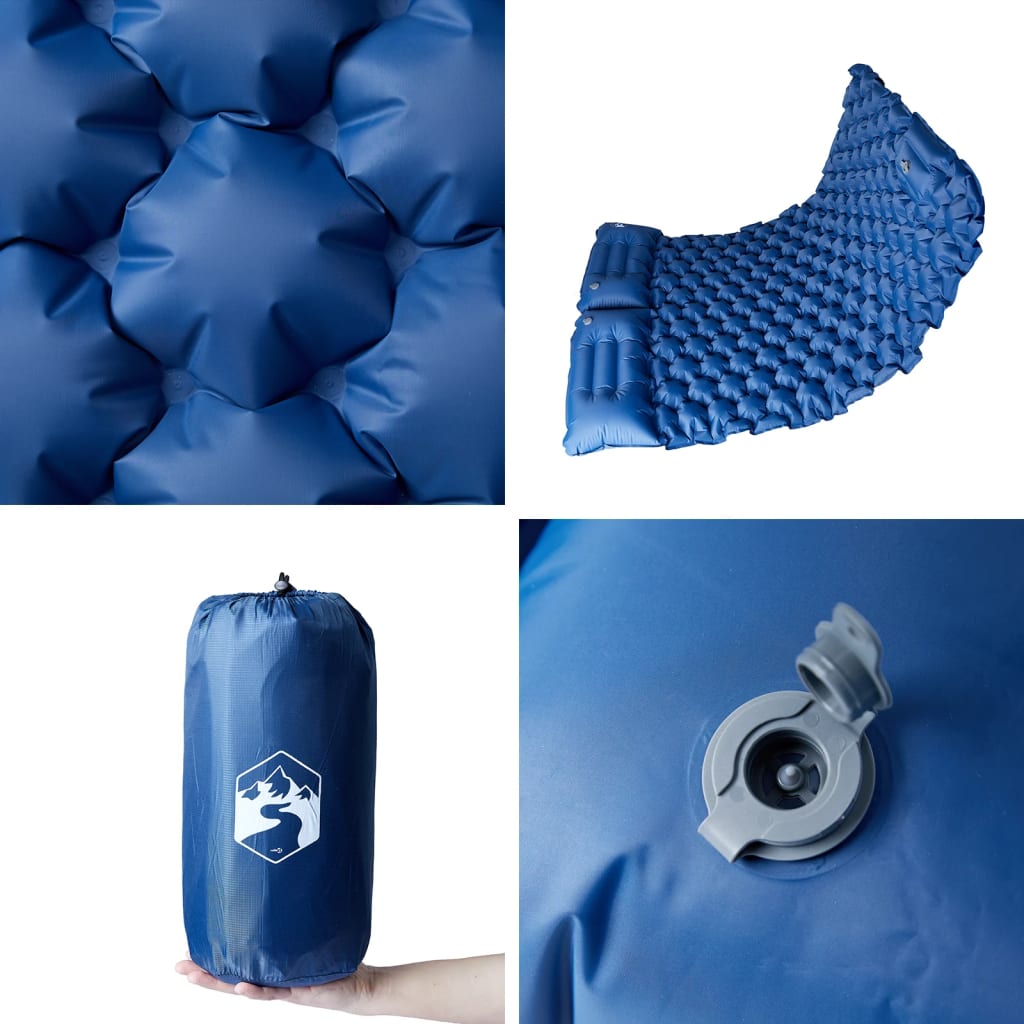 Kampeermatras met kussens zelfopblazend 2-persoons marineblauw is nu te koop bij PeponiXL, paradijselijk wonen!