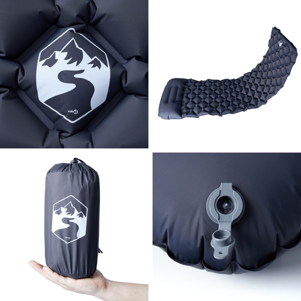 Kampeermatras met kussen opblaasbaar 1-persoons grijs is nu te koop bij PeponiXL, paradijselijk wonen!