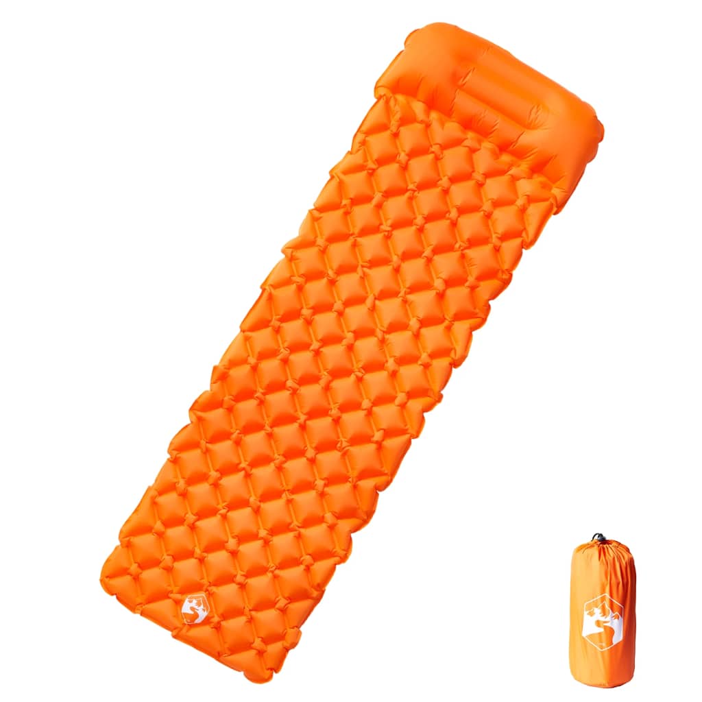 Kampeermatras met kussen opblaasbaar 1-persoons oranje is nu te koop bij PeponiXL, paradijselijk wonen!