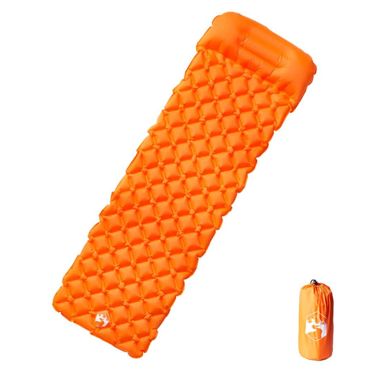 Kampeermatras met kussen opblaasbaar 1-persoons oranje is nu te koop bij PeponiXL, paradijselijk wonen!