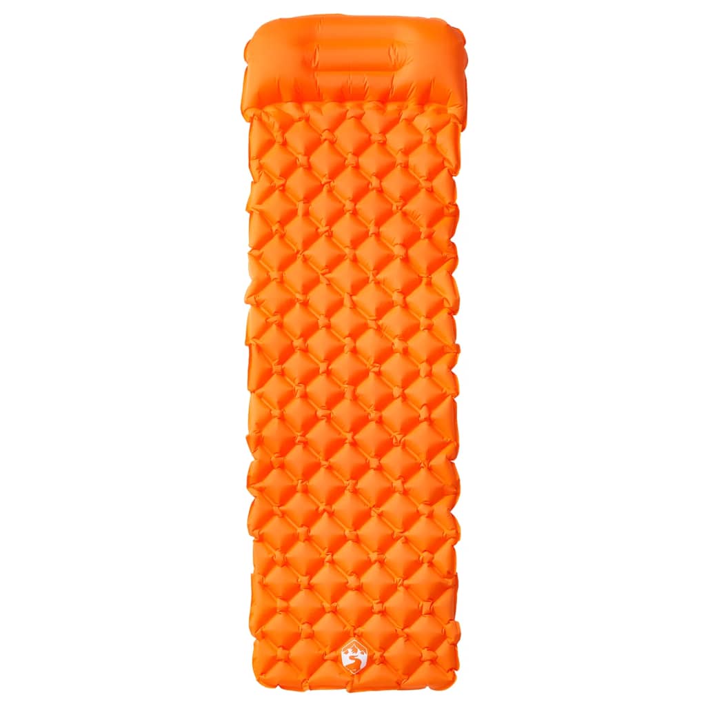 Kampeermatras met kussen opblaasbaar 1-persoons oranje is nu te koop bij PeponiXL, paradijselijk wonen!