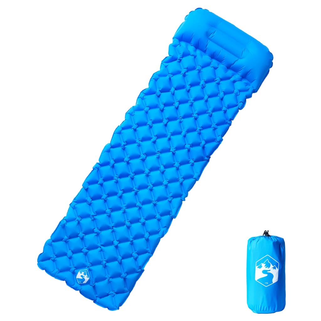 Kampeermatras met kussen opblaasbaar 1-persoons blauw is nu te koop bij PeponiXL, paradijselijk wonen!