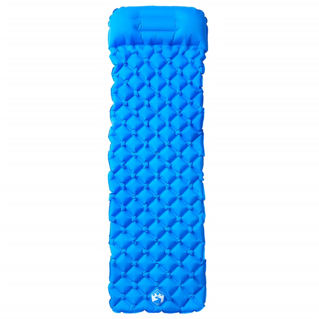 Kampeermatras met kussen opblaasbaar 1-persoons blauw is nu te koop bij PeponiXL, paradijselijk wonen!