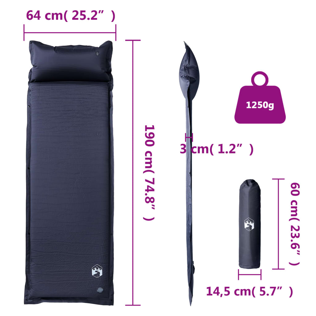 Kampeermatras met kussen zelfopblazend 1-persoons grijs is nu te koop bij PeponiXL, paradijselijk wonen!