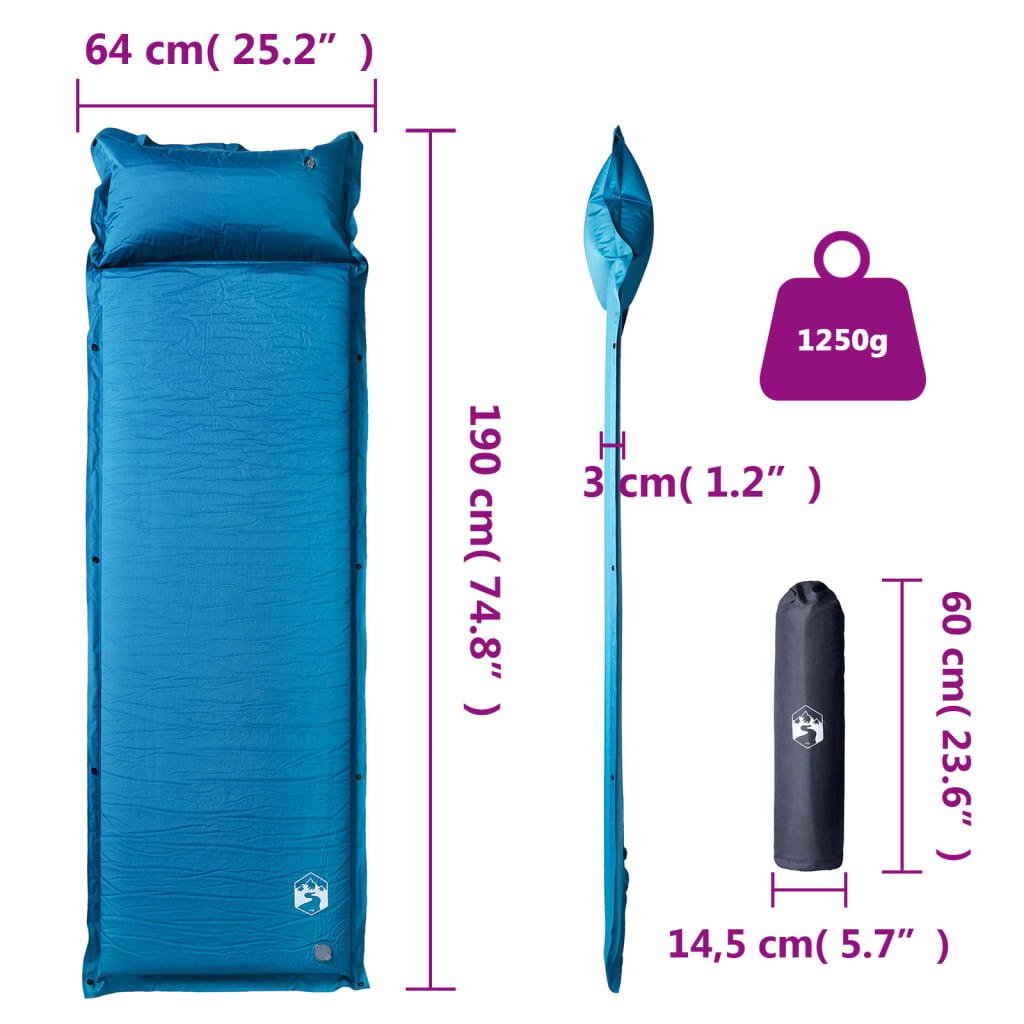 Kampeermatras met kussen zelfopblazend 1-persoons turquoise is nu te koop bij PeponiXL, paradijselijk wonen!