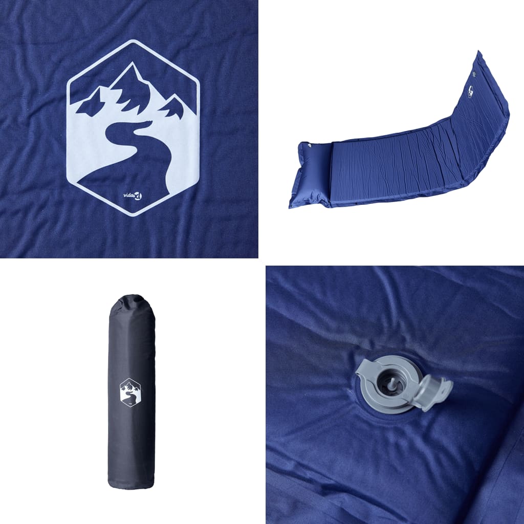 Kampeermatras met kussen zelfopblazend 1-persoons marineblauw is nu te koop bij PeponiXL, paradijselijk wonen!