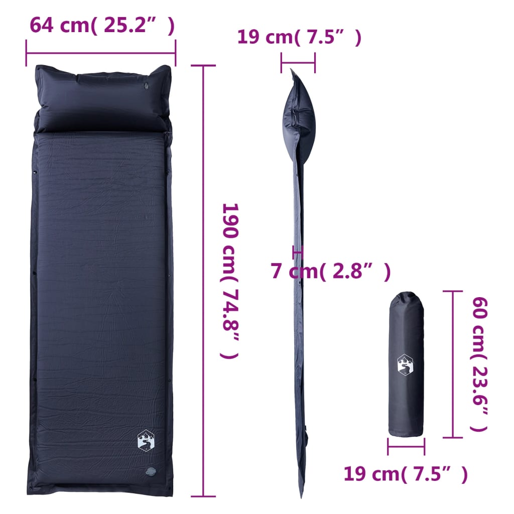 Kampeermatras met kussen zelfopblazend 1-persoons grijs is nu te koop bij PeponiXL, paradijselijk wonen!