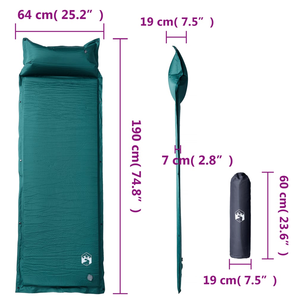 Kampeermatras met kussen zelfopblazend 1-persoons groen is nu te koop bij PeponiXL, paradijselijk wonen!