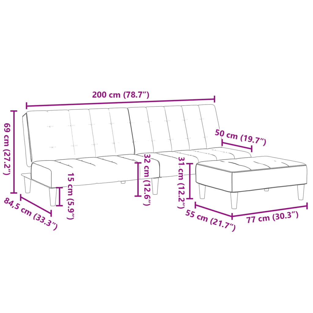 Slaapbank 2-zits met voetenbank stof lichtgrijs is nu te koop bij PeponiXL, paradijselijk wonen!