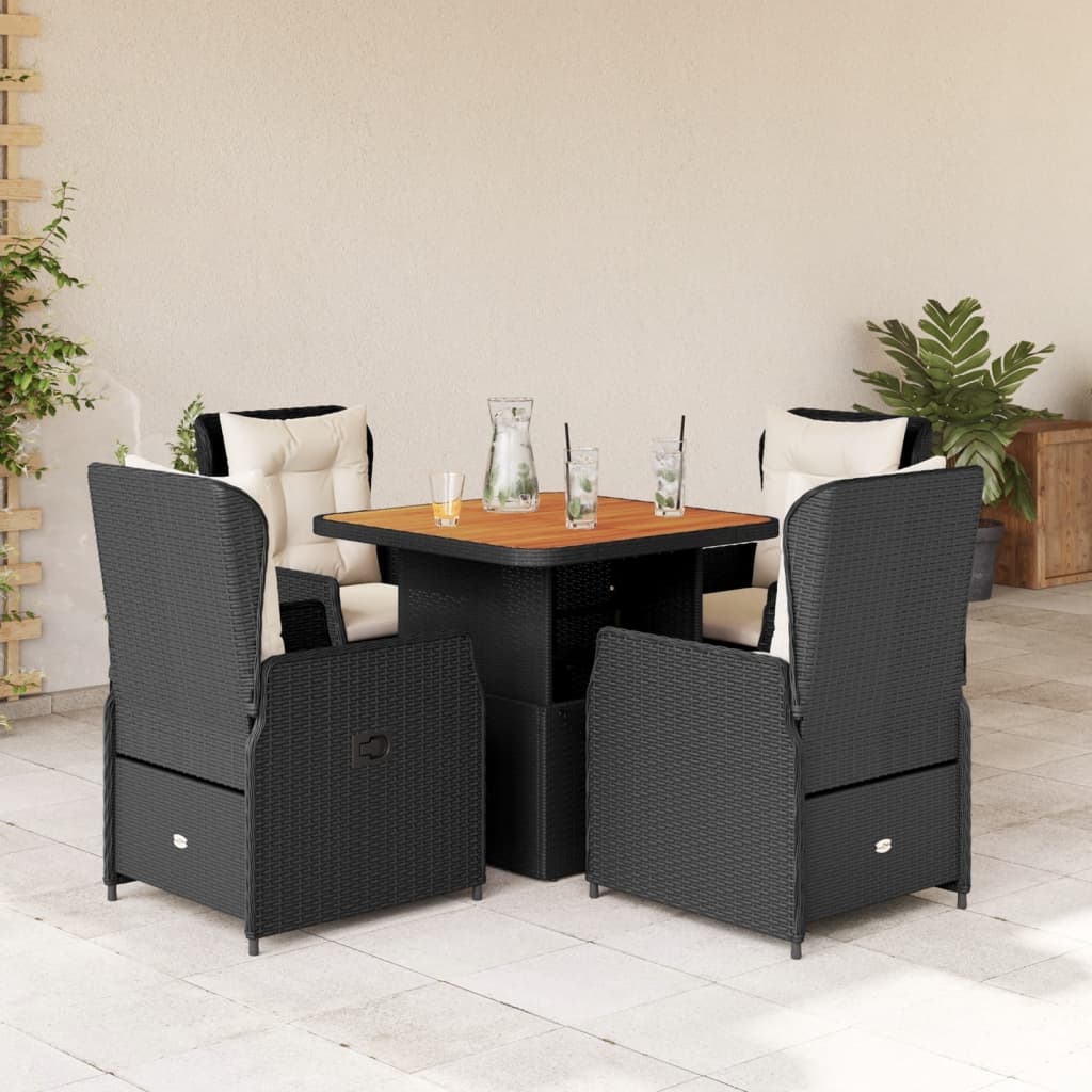 5-delige Tuinset met kussens poly rattan zwart is nu te koop bij PeponiXL, paradijselijk wonen!