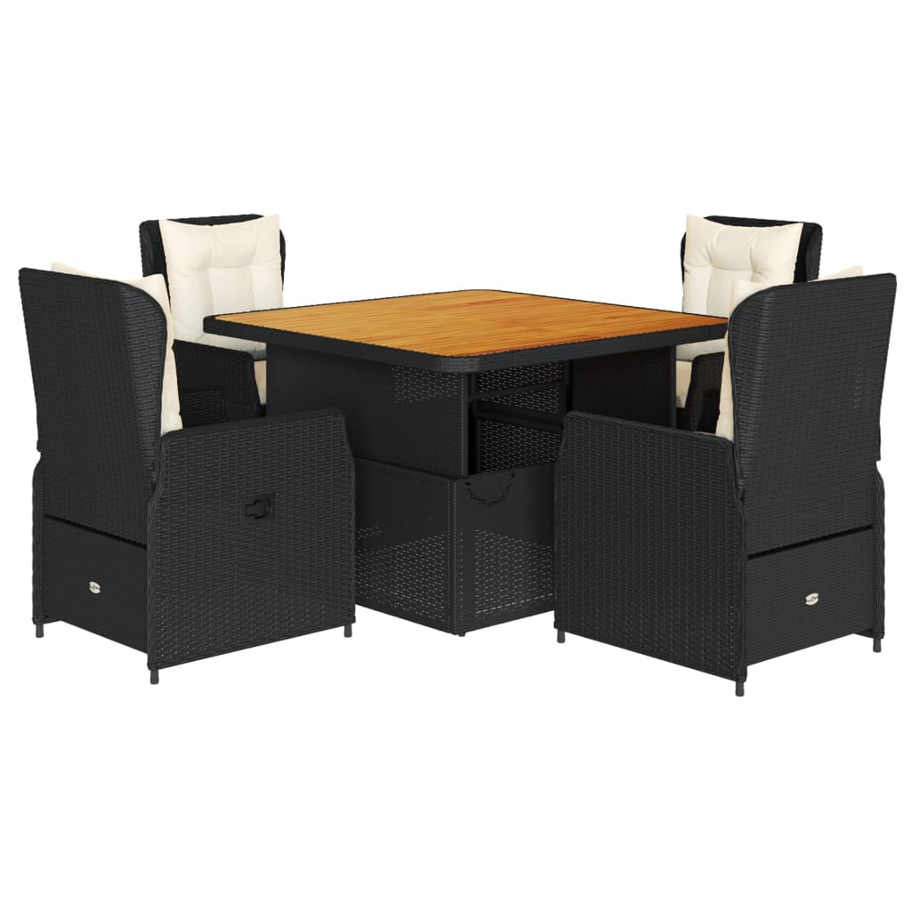 5-delige Tuinset met kussens poly rattan zwart is nu te koop bij PeponiXL, paradijselijk wonen!