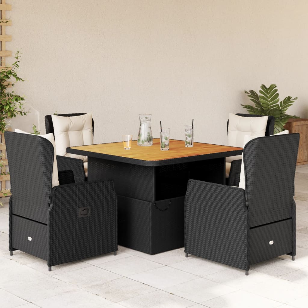5-delige Tuinset met kussens poly rattan zwart is nu te koop bij PeponiXL, paradijselijk wonen!
